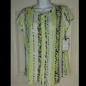 Dana Buchman Geometric Lime Black Top